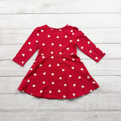 babyGap Toddler Girls Dress Red White Heart Print Long Sleeve Knit 3T