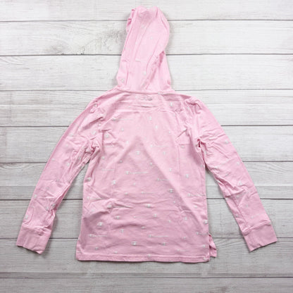 Champion Girls Hoodie Shirt Pink All Over Logo Print Lightweight Pullover L