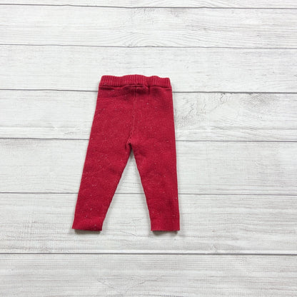 Genuine Kids Oshkosh Red Ribbed Knit Leggings 9-12 Months