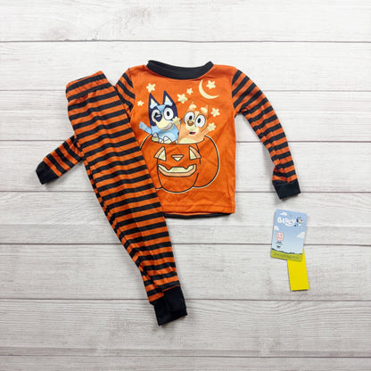 Bluey Toddler Halloween Pajama Set Stripes Pumpkin Graphic NWT 3T