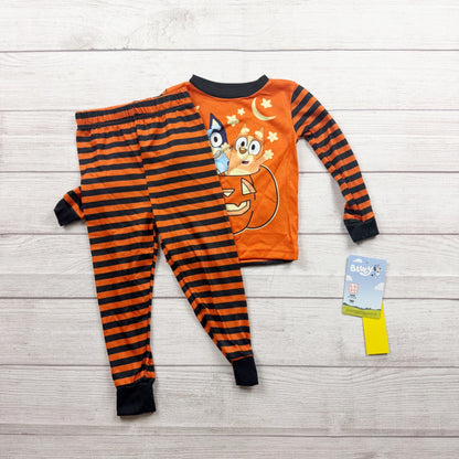 Bluey Toddler Halloween Pajama Set Stripes Pumpkin Graphic NWT 3T