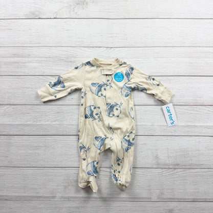 Carter’s Baby Footed Sleeper Panda Print 2-Way Zip Pajamas NWT 0-3 Months