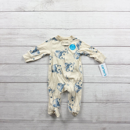 Carter’s Baby Footed Sleeper Panda Print 2-Way Zip Pajamas NWT 0-3 Months