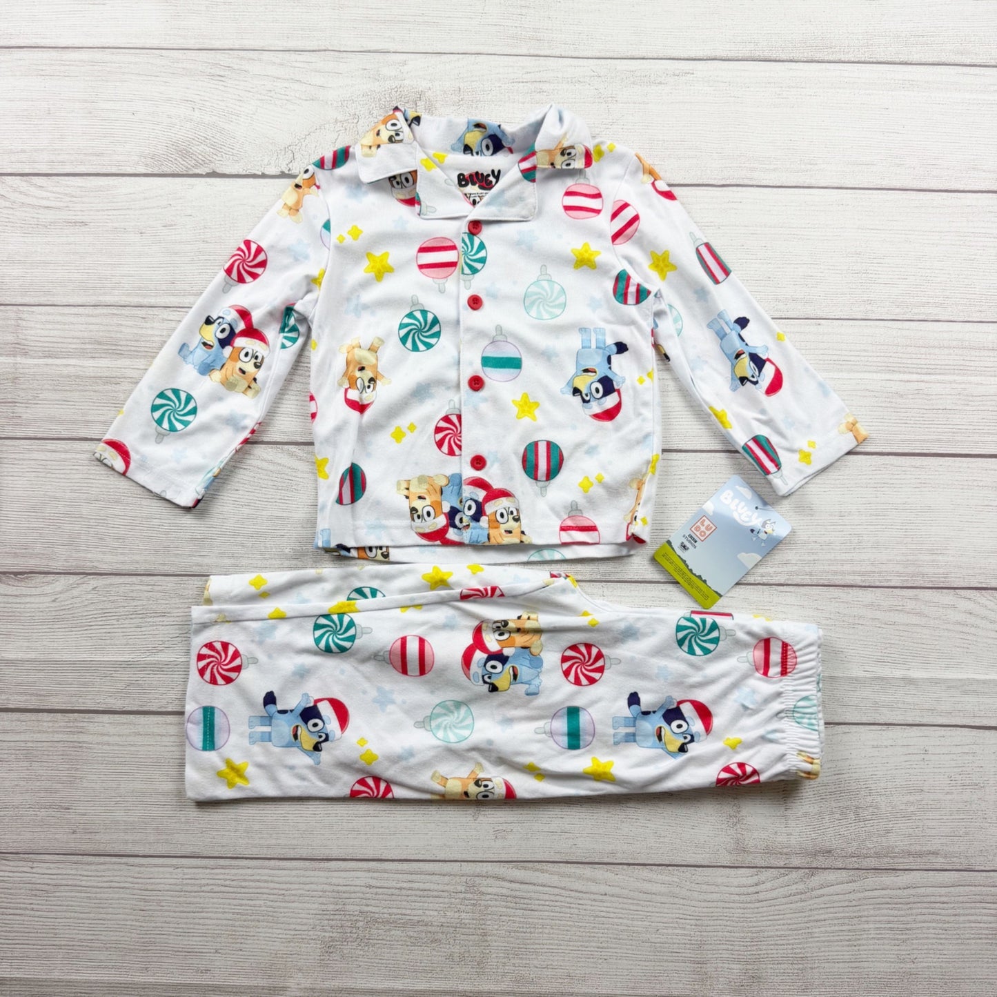 Bluey Toddler Pajama Set Christmas Holiday Theme Flame NWT 3T
