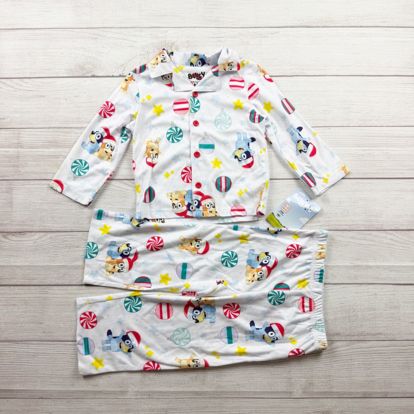 Bluey Toddler Pajama Set Christmas Holiday Theme Flame NWT 3T
