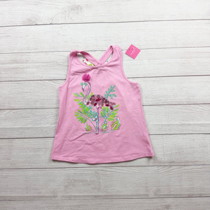 Isaac Mizrahi Girls Flamingo Print Bow Back Tank Top Pink NWT M 7-8
