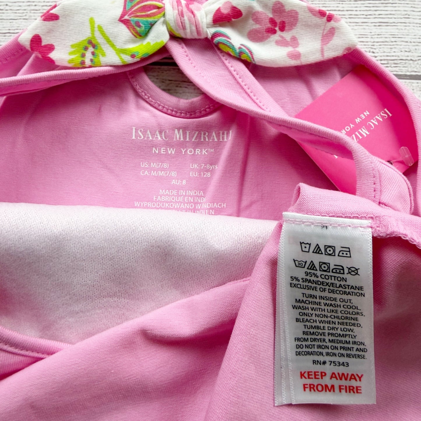 Isaac Mizrahi Girls Flamingo Print Bow Back Tank Top Pink NWT M 7-8