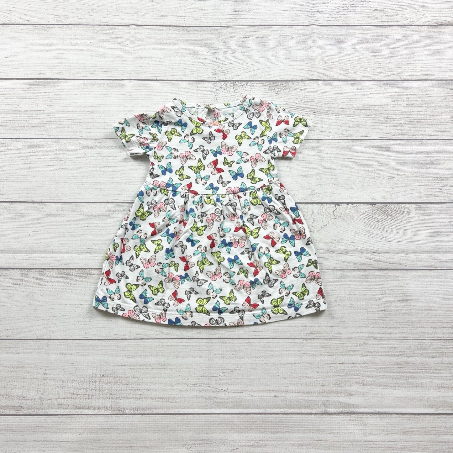 Carter's Baby Girl Butterfly Print Dress Short Sleeve Multicolor 9-12 Months