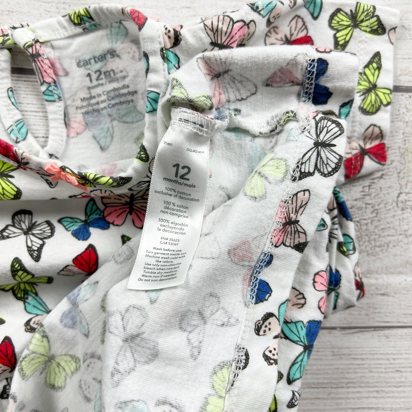 Carter's Baby Girl Butterfly Print Dress Short Sleeve Multicolor 9-12 Months