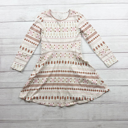 The Children's Place Girls Snow Fairisle Pattern Long Sleeve Dress M 7-8