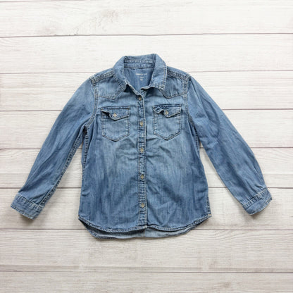 GapKids 1969 Denim Button Front Shirt Regular Long Sleeve Blue Lightweight S 6-7