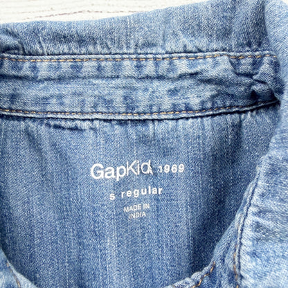 GapKids 1969 Denim Button Front Shirt Regular Long Sleeve Blue Lightweight S 6-7
