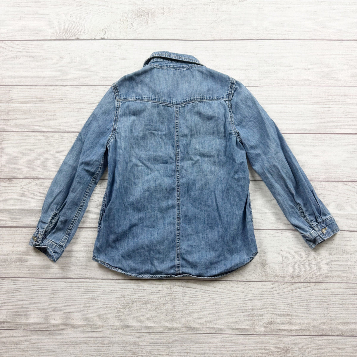 GapKids 1969 Denim Button Front Shirt Regular Long Sleeve Blue Lightweight S 6-7