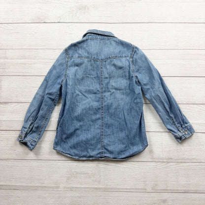 GapKids 1969 Denim Button Front Shirt Regular Long Sleeve Blue Lightweight S 6-7