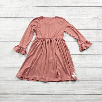 Blueberi Boulevard Unicorn Dress Girls Mauve Ruffle Cuff Dress Floral Print 6