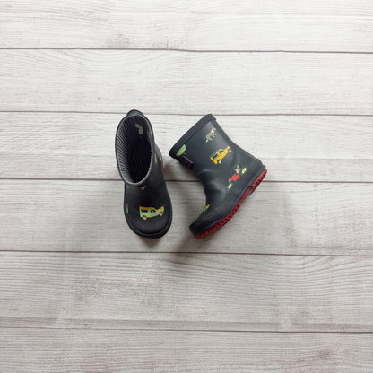 Joules Kids Baby Welly Print Rain Boots UK 5 EU 22 Black Red Cars US 6