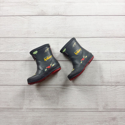 Joules Kids Baby Welly Print Rain Boots UK 5 EU 22 Black Red Cars US 6
