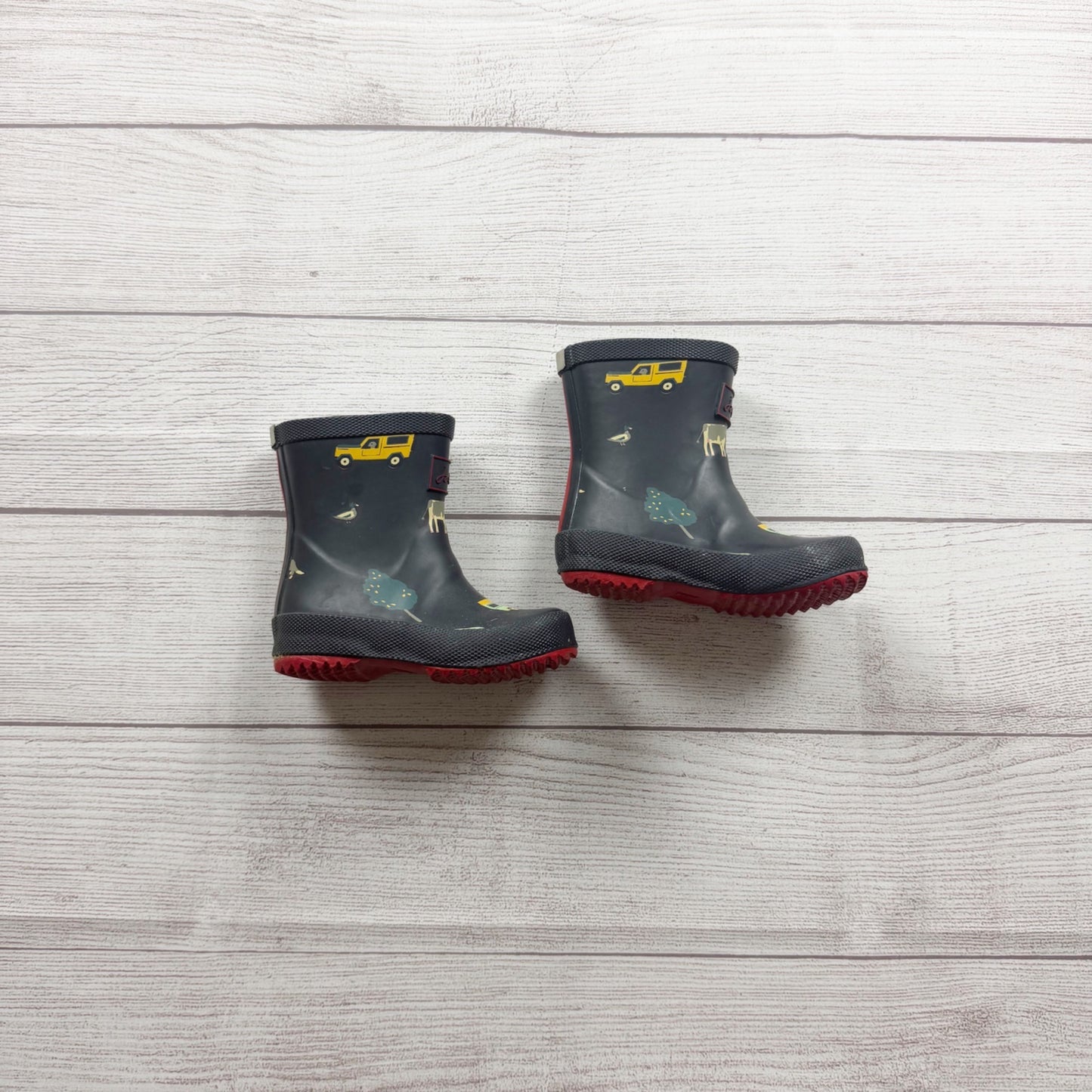 Joules Kids Baby Welly Print Rain Boots UK 5 EU 22 Black Red Cars US 6
