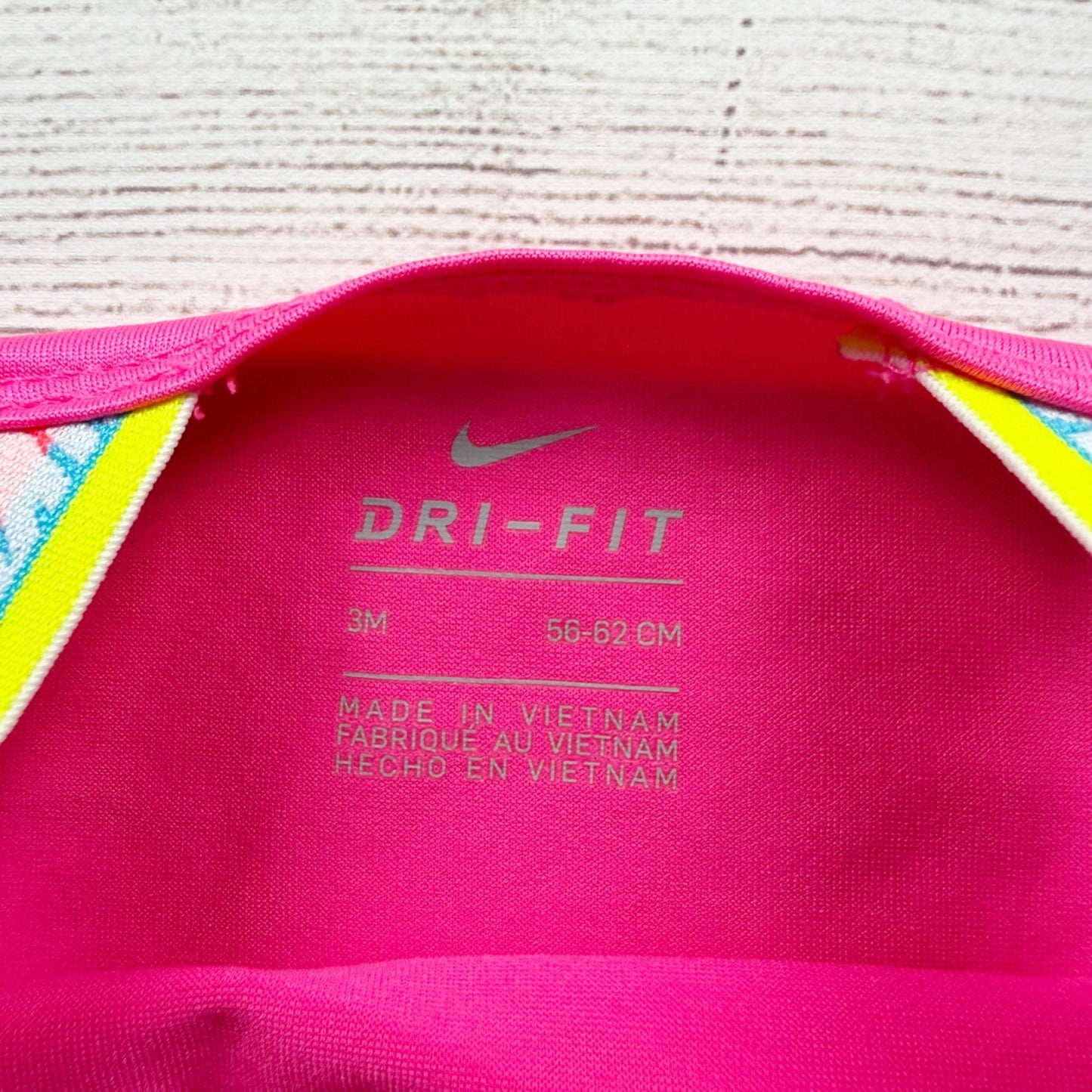 Nike DriFIT Baby Girls Pink One Piece Bodysuit Swimsuit Rainbow Straps 0-3 Months