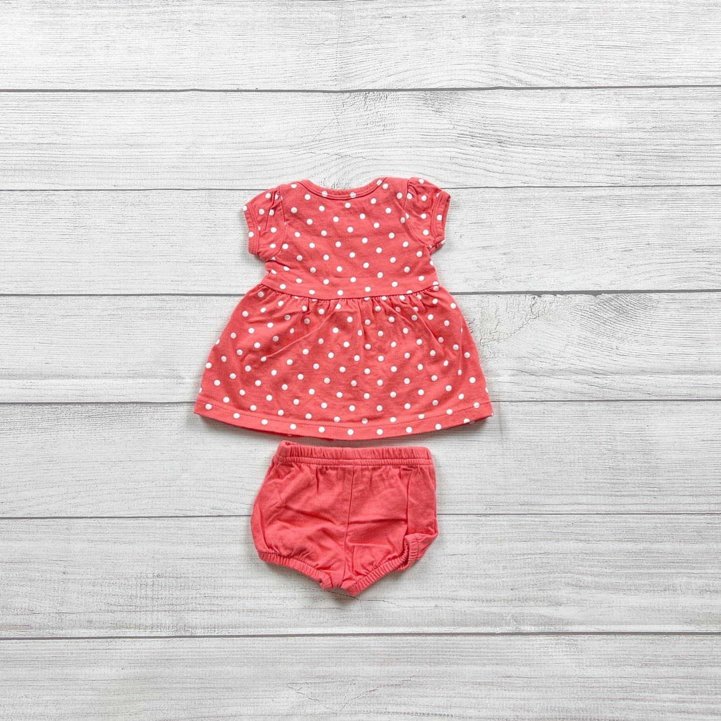 Just One You By Carter's Coral Polka Dot Dress  Bloomer Set Newborn