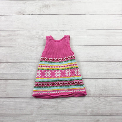 Baby Gap Knit Sweater Dress Infant Fair Isle Heart Snowflake Jumper 6-12 Months