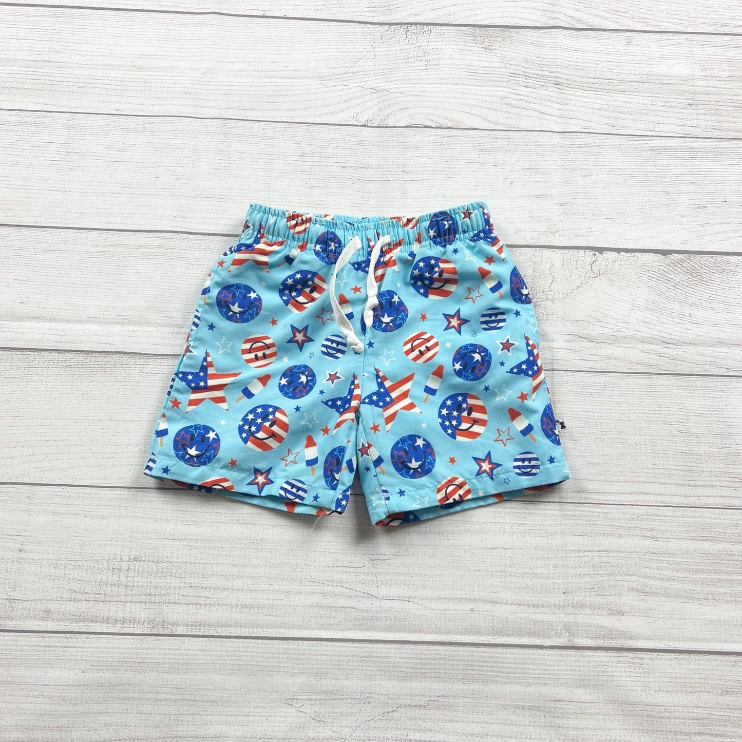 Kiki + Lulu Boys Swim Trunks Patriotic Stars Stripes Quick Dry Board Shorts 3T