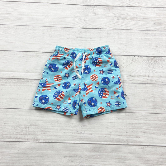 Kiki + Lulu Boys Swim Trunks Patriotic Stars Stripes Quick Dry Board Shorts 3T