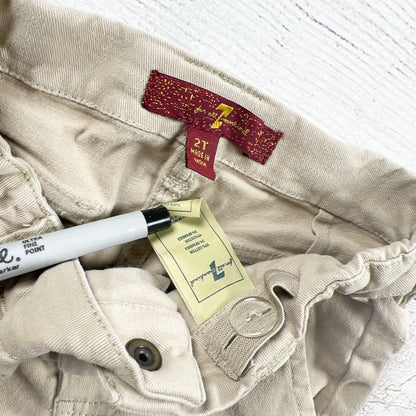 7 For All Mankind 7Fam Boys Beige Cargo Shorts 2T