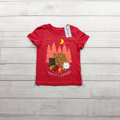 Cat & Jack Toddler Graphic Tee Happy Campers Red Short Sleeve NWT 3T