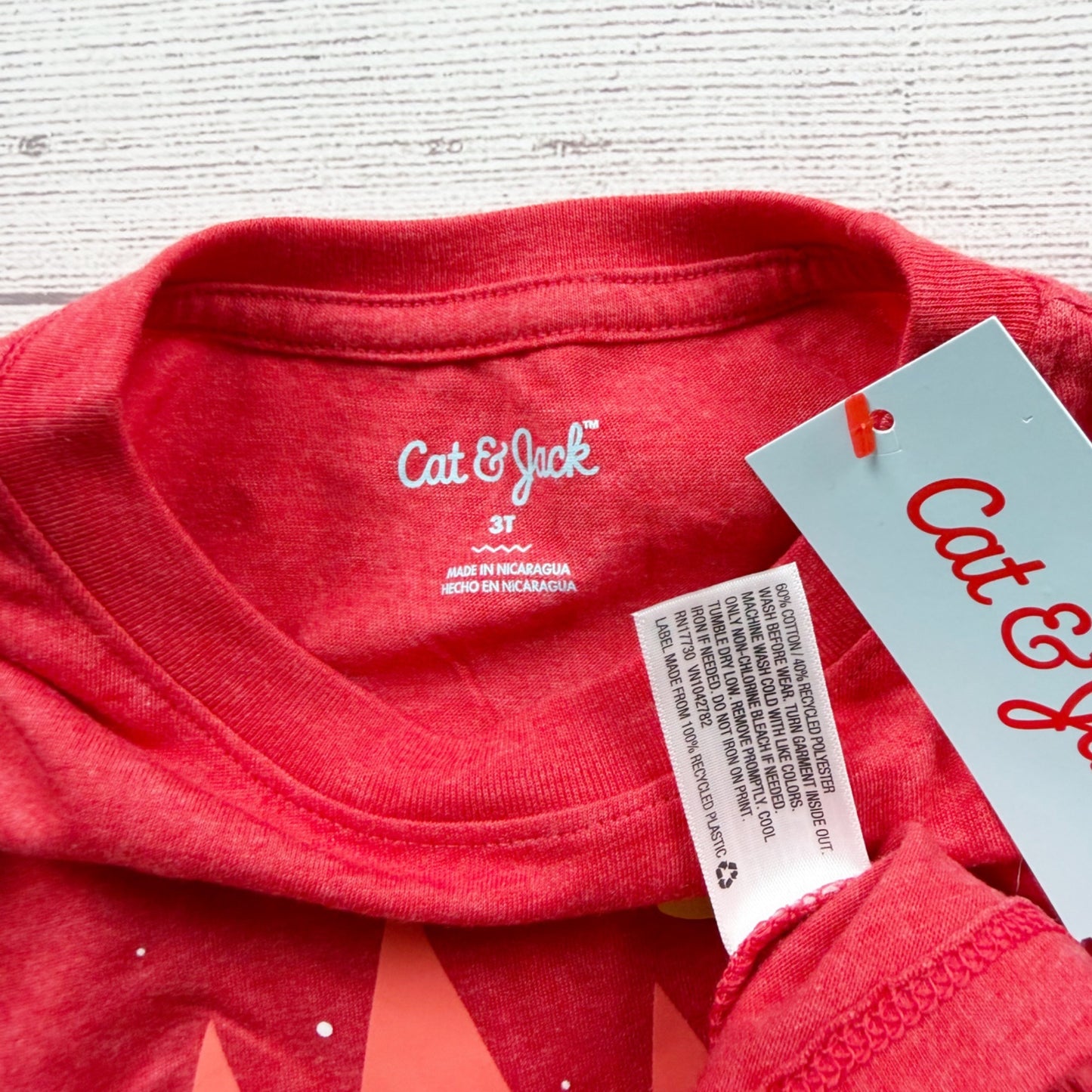 Cat & Jack Toddler Graphic Tee Happy Campers Red Short Sleeve NWT 3T
