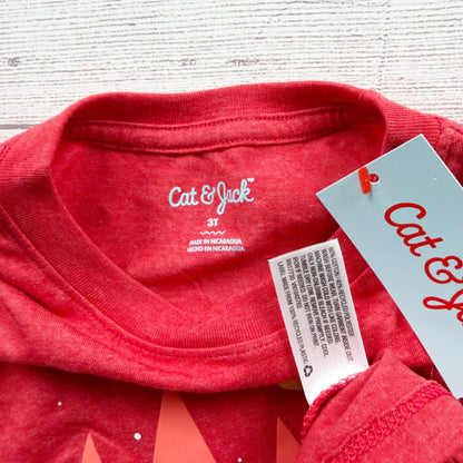Cat & Jack Toddler Graphic Tee Happy Campers Red Short Sleeve NWT 3T