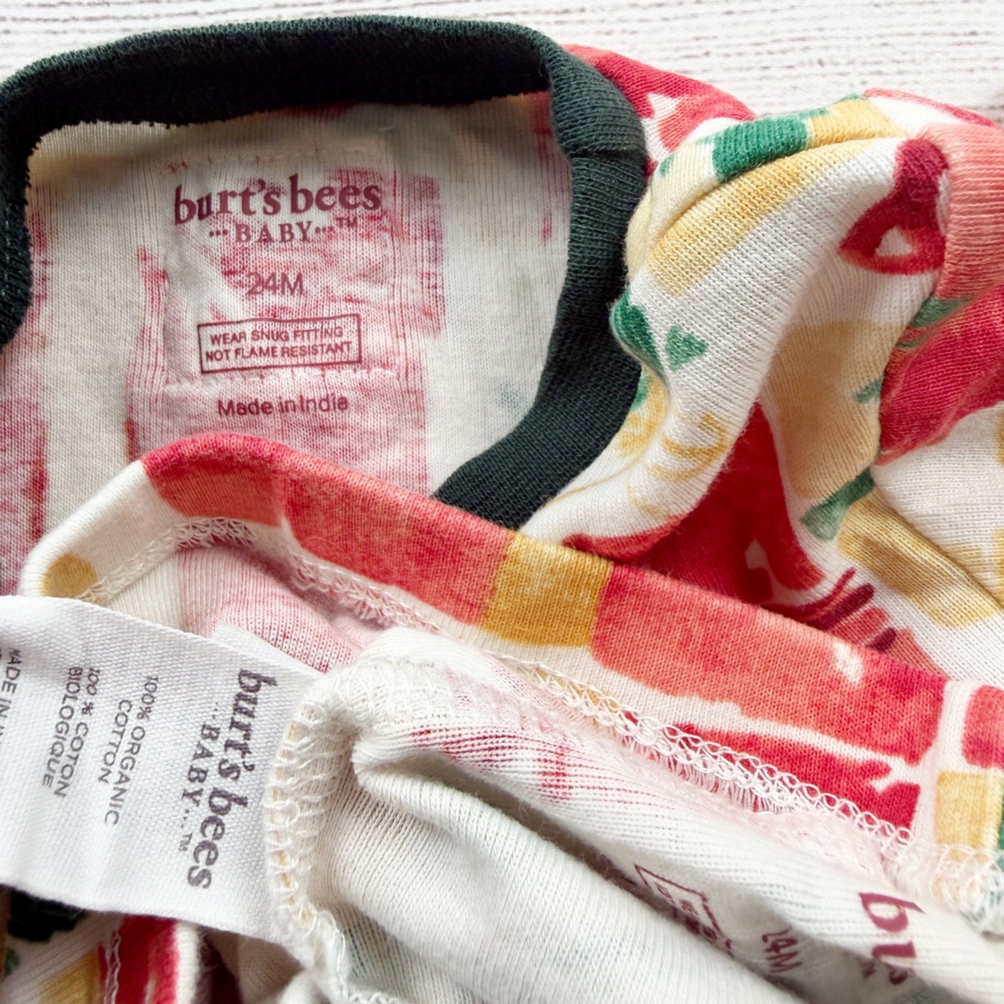 Burts Bees Holiday Pajamas Set Gift Present Print Organic Cotton 18-24 Months