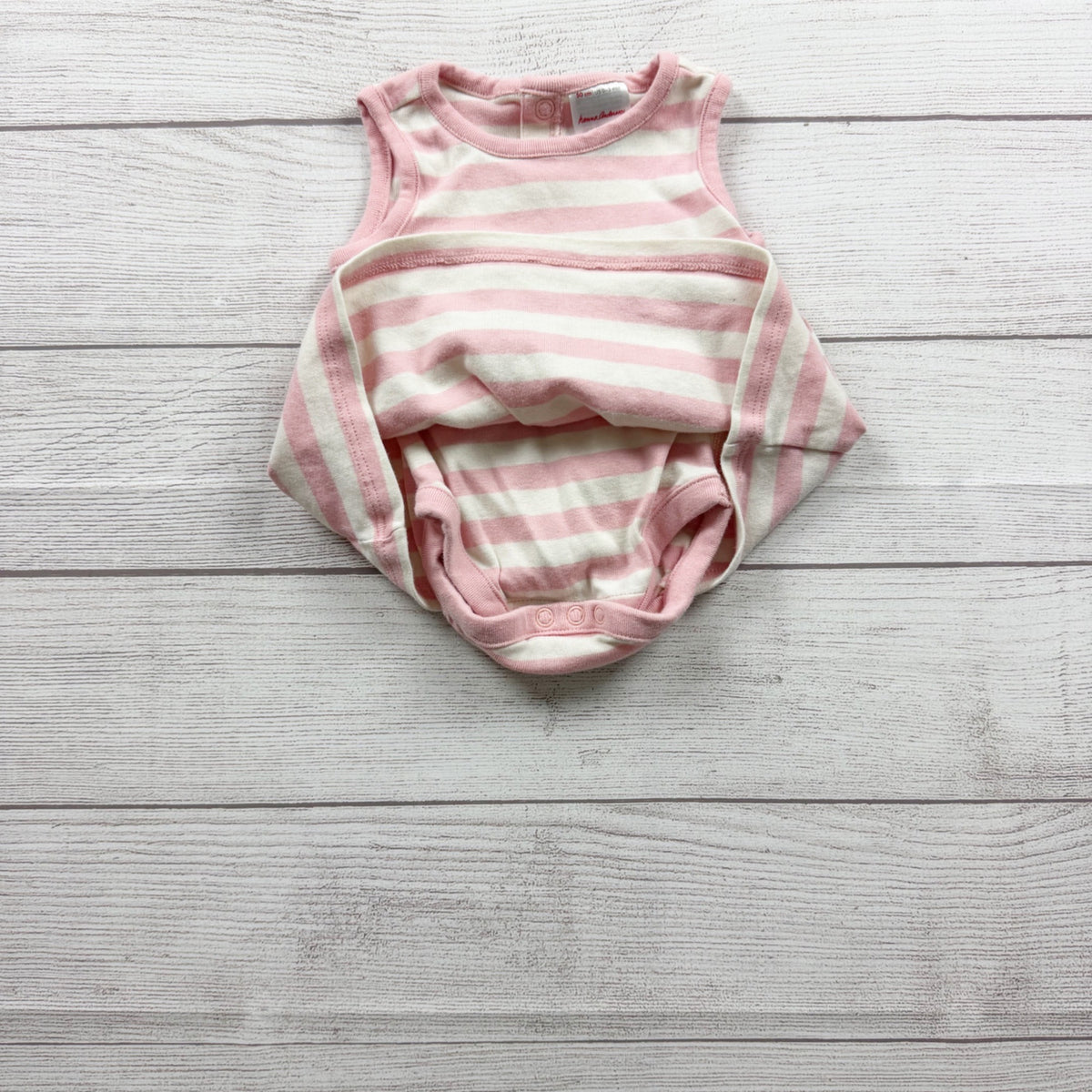 Hanna Andersson Baby Girl Pink Striped Sleeveless Bodysuit Dress 0-3 Months