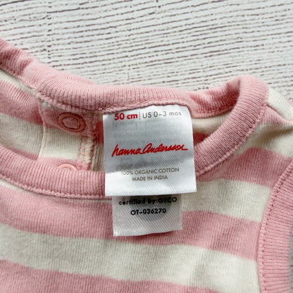 Hanna Andersson Baby Girl Pink Striped Sleeveless Bodysuit Dress 0-3 Months