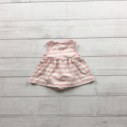 Hanna Andersson Baby Girl Pink Striped Sleeveless Bodysuit Dress 0-3 Months