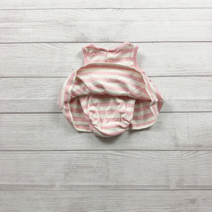 Hanna Andersson Baby Girl Pink Striped Sleeveless Bodysuit Dress 0-3 Months