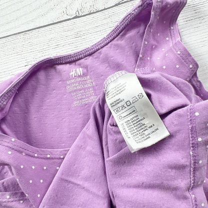 H&M Girls Dress Purple Polka Dot Tiered Sleeveless 6-8 Years