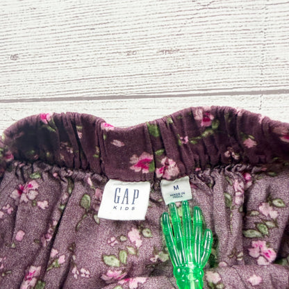 Gap Kids Medium Girls Floral Tiered Skirt Purple Pink Elastic Waist M 8-9