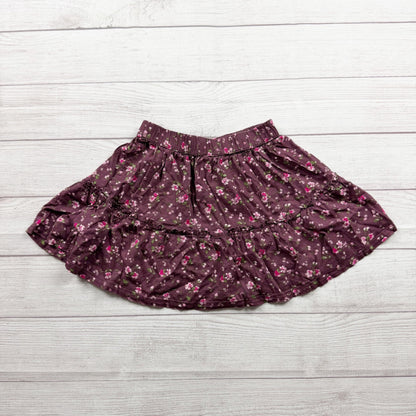 Gap Kids Medium Girls Floral Tiered Skirt Purple Pink Elastic Waist M 8-9