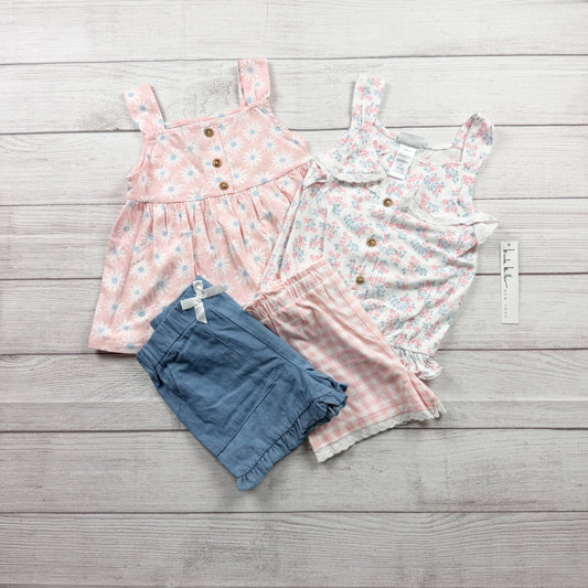 Nicole Miller Girls 2 Pack Outfits Floral Gingham Tops Shorts Set NWT 6X