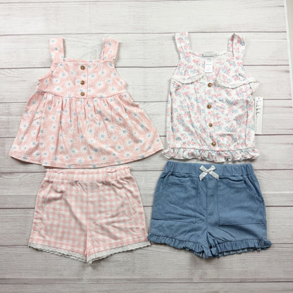 Nicole Miller Girls 2 Pack Outfits Floral Gingham Tops Shorts Set NWT 6X
