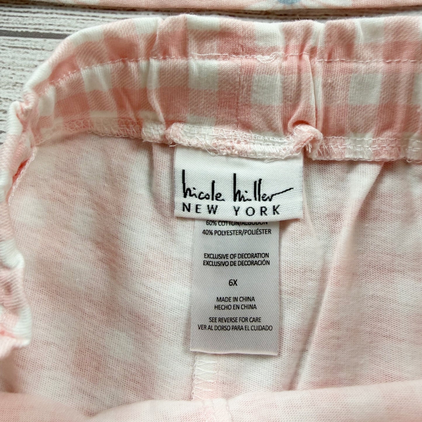 Nicole Miller Girls 2 Pack Outfits Floral Gingham Tops Shorts Set NWT 6X