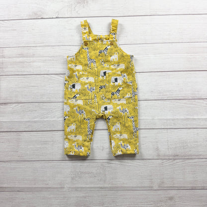Wonder Nation Baby Yellow Jungle Print Overalls 6-9 Months
