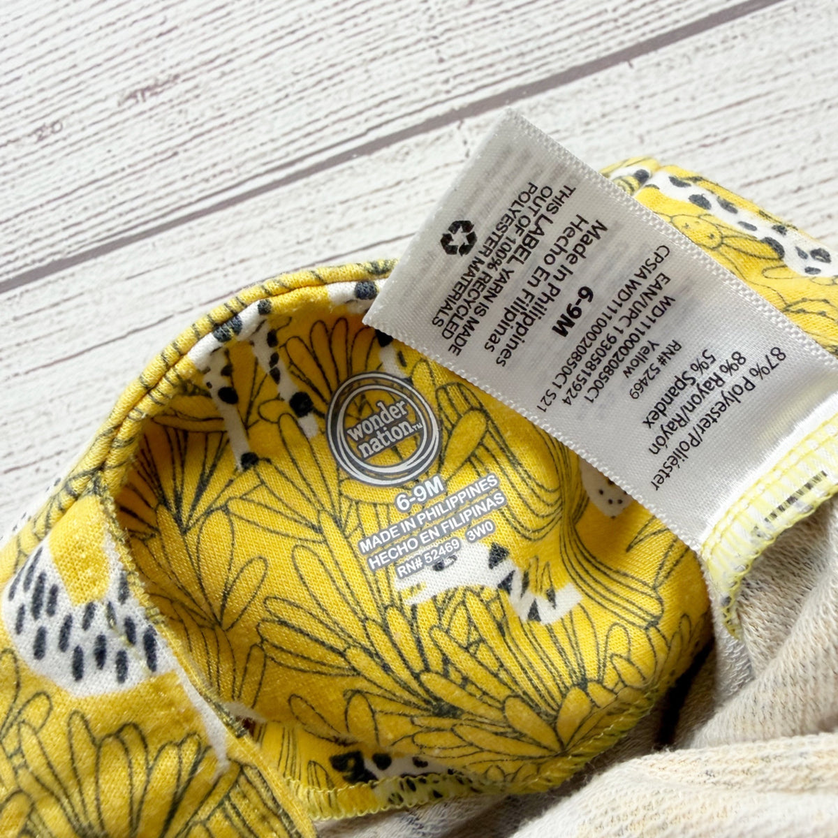 Wonder Nation Baby Yellow Jungle Print Overalls 6-9 Months