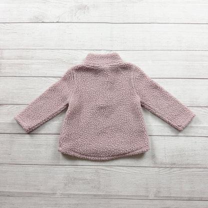 Old Navy Toddler Sherpa Quarter Zip Pullover Sweater Warm Cozy Pink 2T