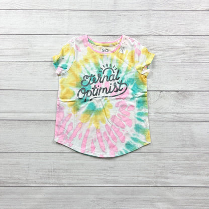 SO Kids T-Shirt Tie Dye “Eternal Optimist” Graphic Short Sleeve Top NWT 6-6X