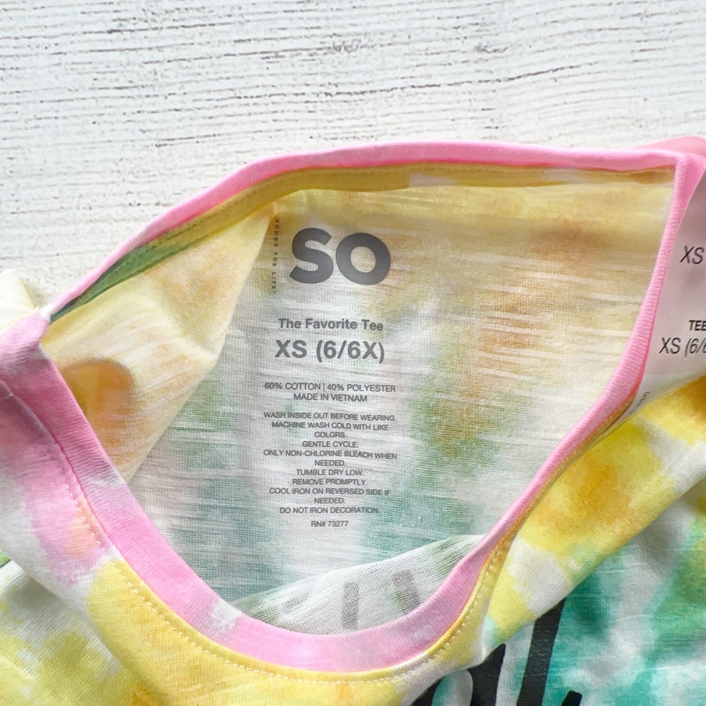 SO Kids T-Shirt Tie Dye “Eternal Optimist” Graphic Short Sleeve Top NWT 6-6X