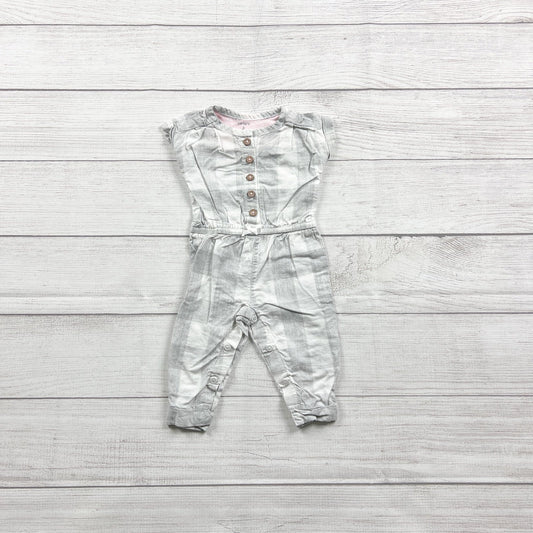 Carter's Baby Girls Gray White Plaid Sleeveless Romper 0-3 Months