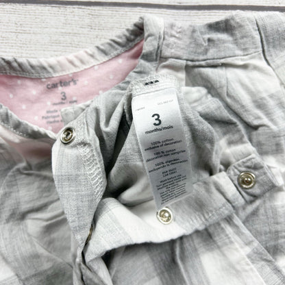 Carter's Baby Girls Gray White Plaid Sleeveless Romper 0-3 Months