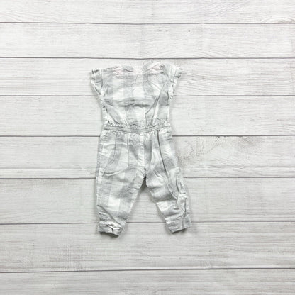 Carter's Baby Girls Gray White Plaid Sleeveless Romper 0-3 Months